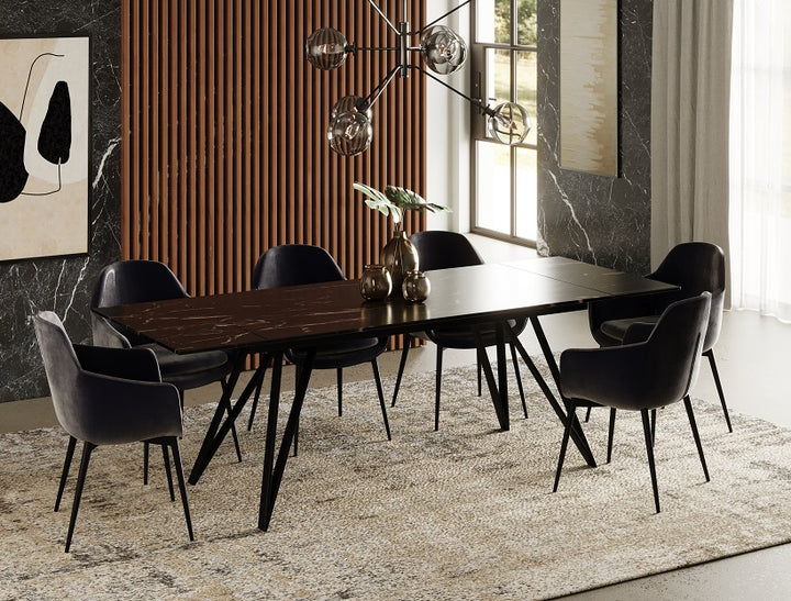 Bobby - Modern Black Ceramic Extendable Dining Table