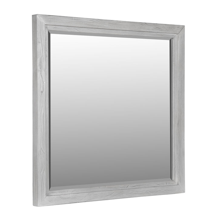 Boho Chic Plain Mirror in Washed White Mirror modern furniture Contempo Furniture