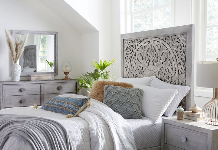 Boho Chic Plain Mirror in Washed White Mirror modern furniture Contempo Furniture