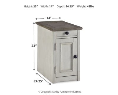 Bolanburg Chairside End Table with USB Ports & Outlets - White Chair Side Table modern furniture Contempo Furniture