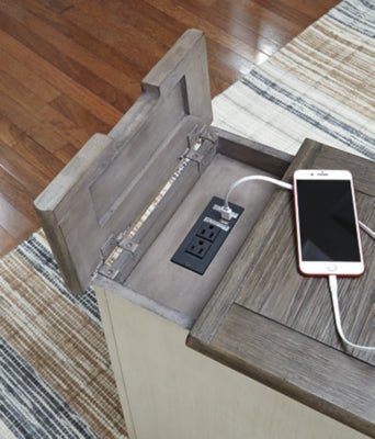 Bolanburg Chairside End Table with USB Ports & Outlets - White Chair Side Table modern furniture Contempo Furniture