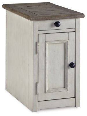 Bolanburg Chairside End Table with USB Ports & Outlets - White Chair Side Table modern furniture Contempo Furniture