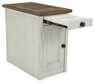 Bolanburg Chairside End Table with USB Ports & Outlets - White Chair Side Table modern furniture Contempo Furniture