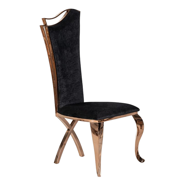 Bonnie Transitional Black Velvet &amp; Rosegold Dining Chair (Set of 2)
