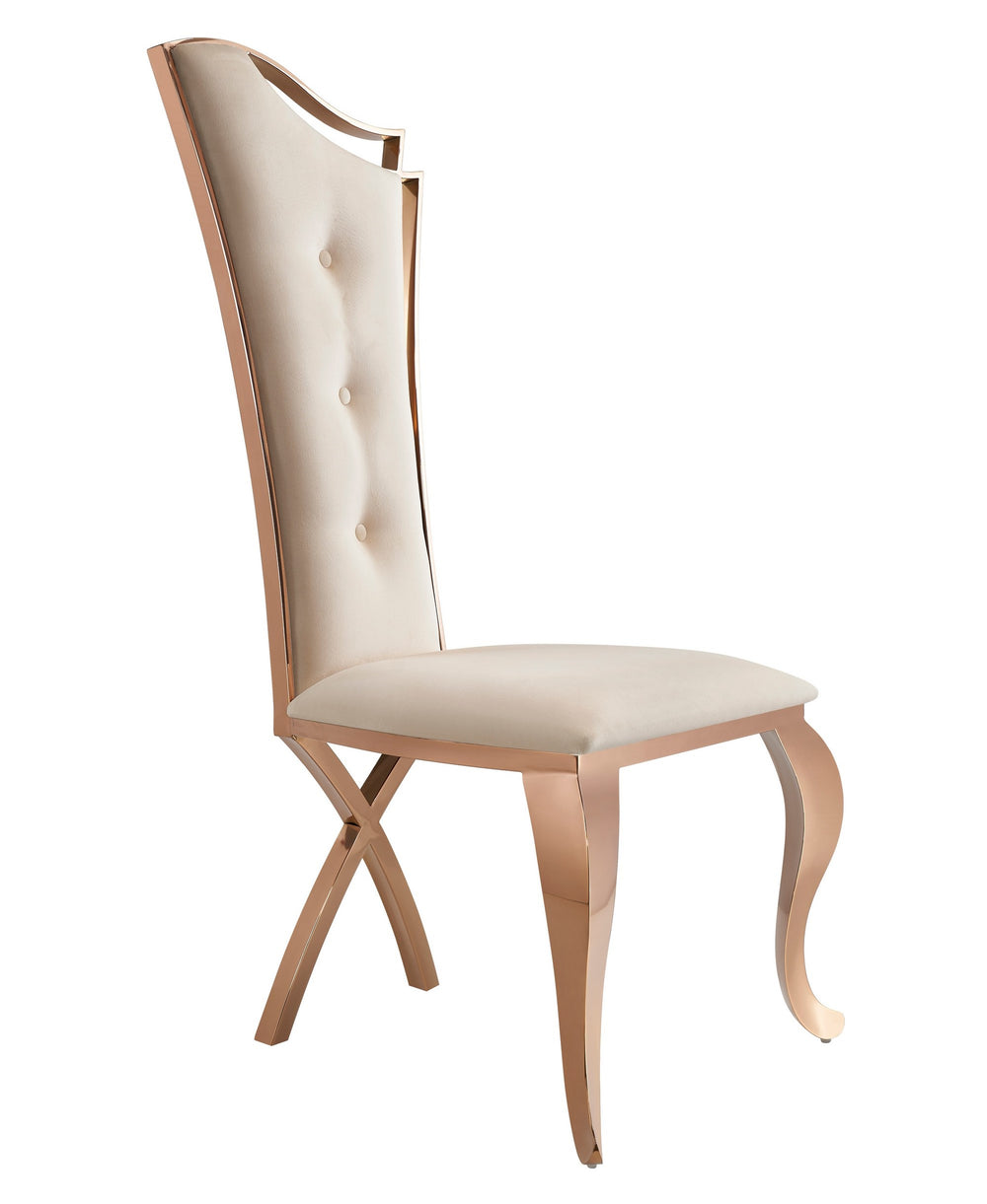 Bonnie - Beige Velvet & Rose Gold Dining Chair (Set of 2) - View 8