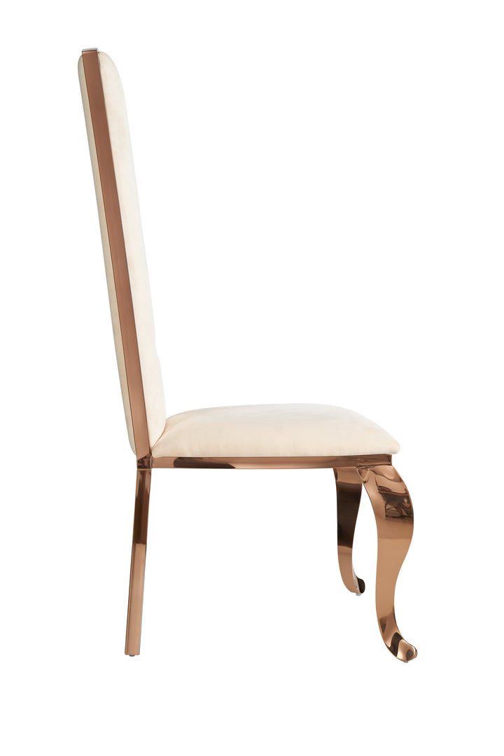 Bonnie - Beige Velvet &amp; Rose Gold Dining Chair (Set of 2)