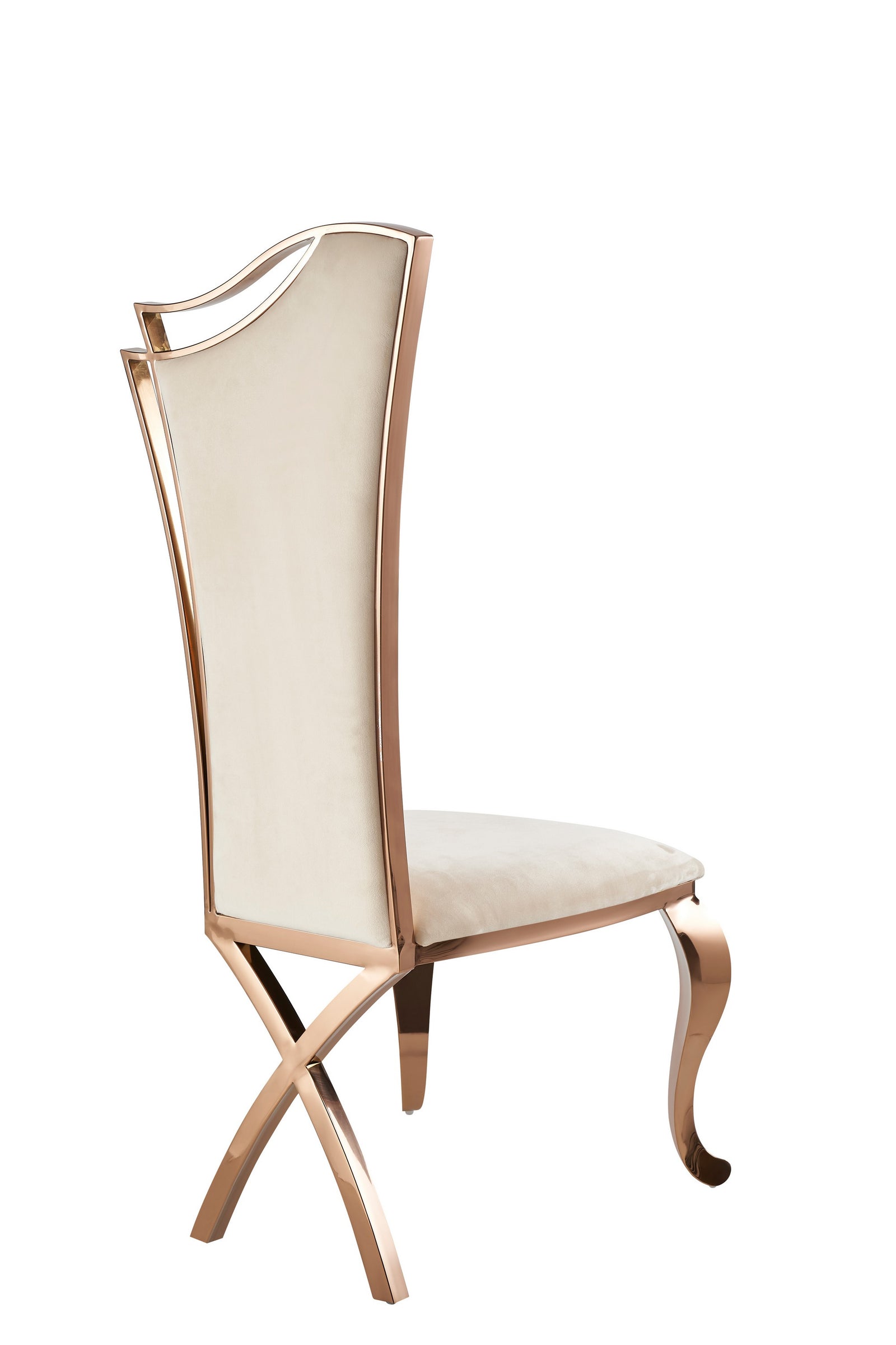 Bonnie - Beige Velvet  and  Rose Gold Dining Chair 