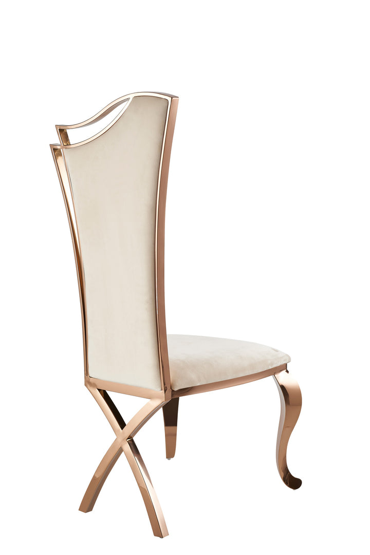 Bonnie  Beige Velvet & Rose Gold Dining Chair (Set of 2)