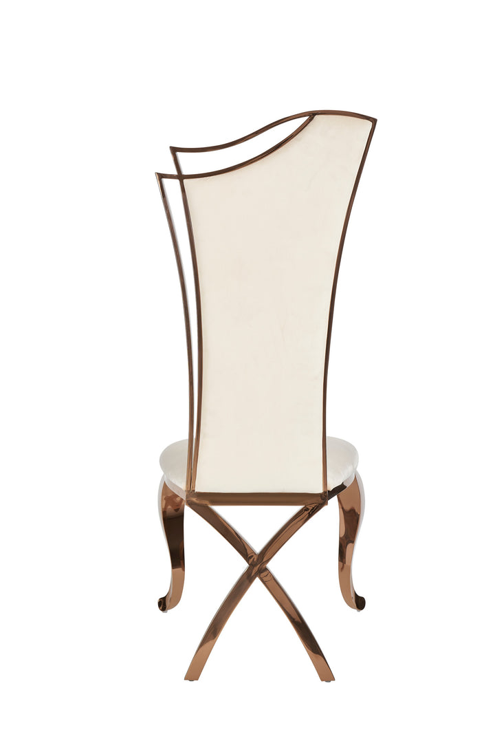 Bonnie - Beige Velvet  and  Rose Gold Dining Chair 