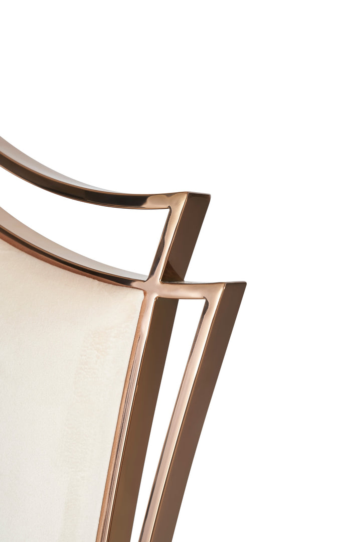 Bonnie - Beige Velvet  and  Rose Gold Dining Chair 