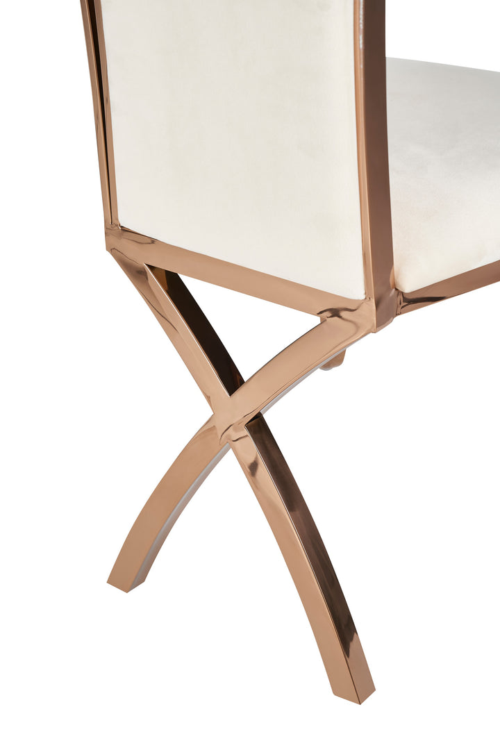 Bonnie - Beige Velvet  and  Rose Gold Dining Chair 
