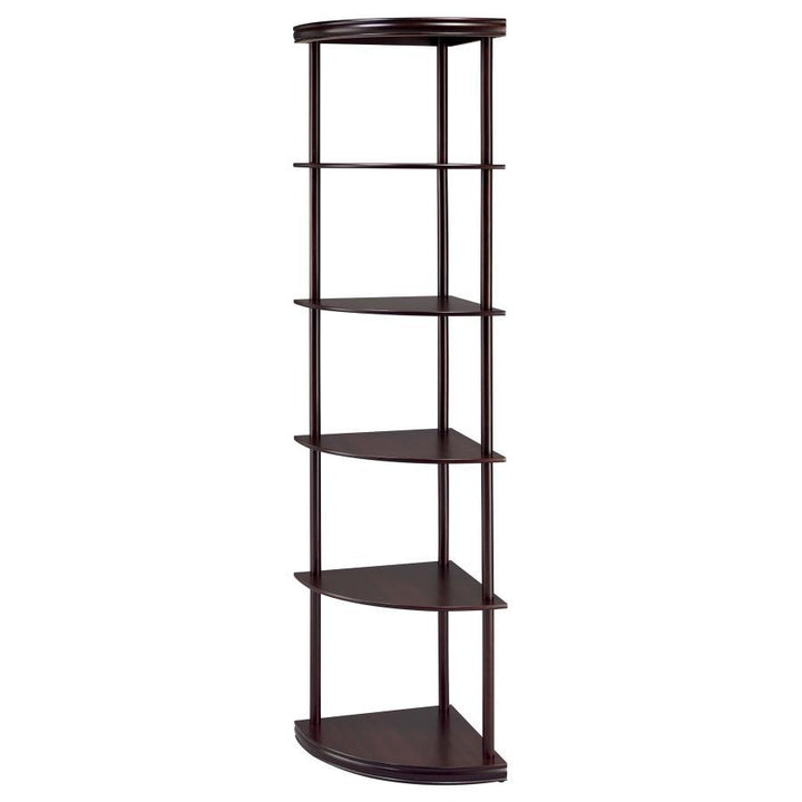 Bonwick - Wood 5 - Shelf Corner Bookshelf - Cappuccino Standard Bookcase modern furniture Contempo Furniture