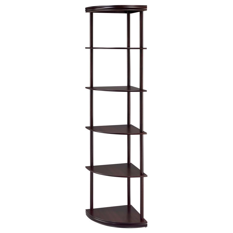 Bonwick - Wood 5 - Shelf Corner Bookshelf - Cappuccino Standard Bookcase modern furniture Contempo Furniture