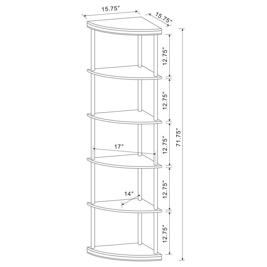 Bonwick - Wood 5 - Shelf Corner Bookshelf - Cappuccino Standard Bookcase modern furniture Contempo Furniture