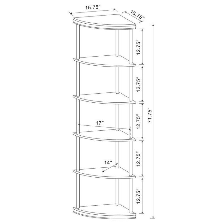 Bonwick - Wood 5 - Shelf Corner Bookshelf - Cappuccino Standard Bookcase modern furniture Contempo Furniture