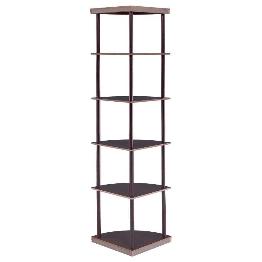 Bonwick - Wood 5 - Shelf Corner Bookshelf - Cappuccino Standard Bookcase modern furniture Contempo Furniture