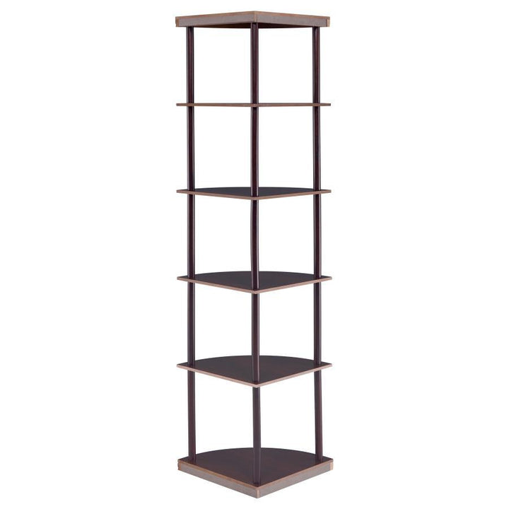 Bonwick - Wood 5 - Shelf Corner Bookshelf - Cappuccino Standard Bookcase modern furniture Contempo Furniture