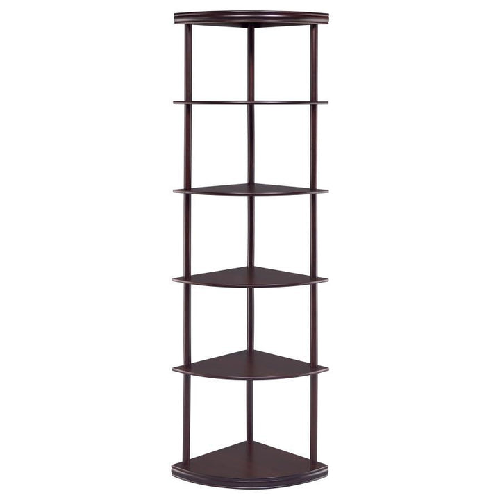 Bonwick - Wood 5 - Shelf Corner Bookshelf - Cappuccino Standard Bookcase modern furniture Contempo Furniture