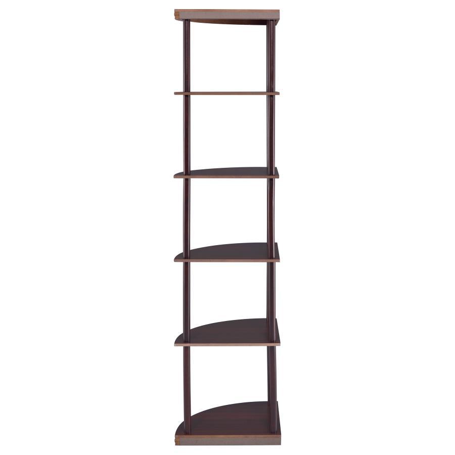 Bonwick - Wood 5 - Shelf Corner Bookshelf - Cappuccino Standard Bookcase modern furniture Contempo Furniture