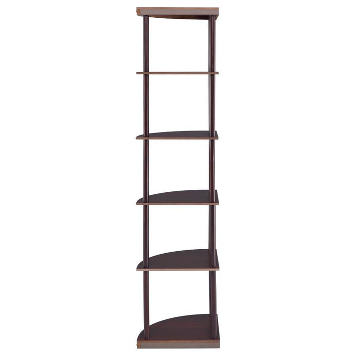 Bonwick - Wood 5 - Shelf Corner Bookshelf - Cappuccino Standard Bookcase modern furniture Contempo Furniture