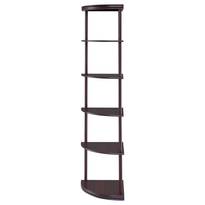 Bonwick - Wood 5 - Shelf Corner Bookshelf - Cappuccino Standard Bookcase modern furniture Contempo Furniture