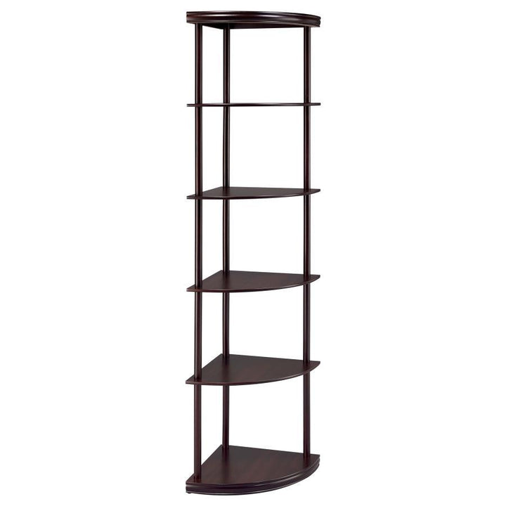 Bonwick - Wood 5 - Shelf Corner Bookshelf - Cappuccino Standard Bookcase modern furniture Contempo Furniture