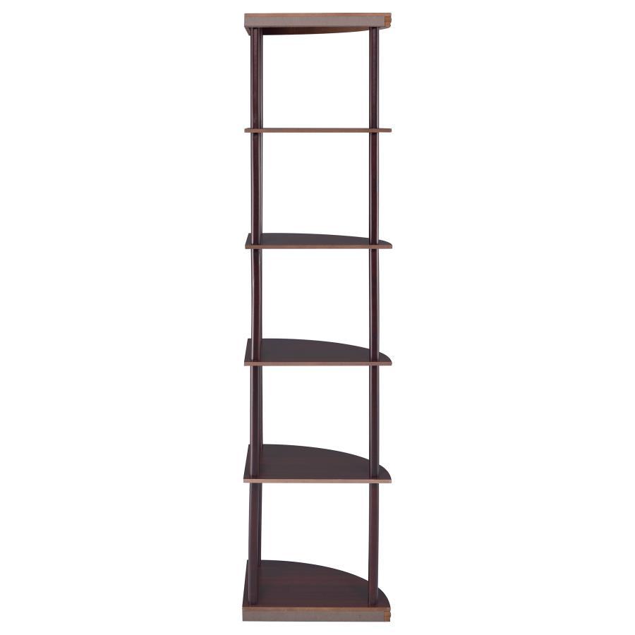 Bonwick - Wood 5 - Shelf Corner Bookshelf - Cappuccino Standard Bookcase modern furniture Contempo Furniture