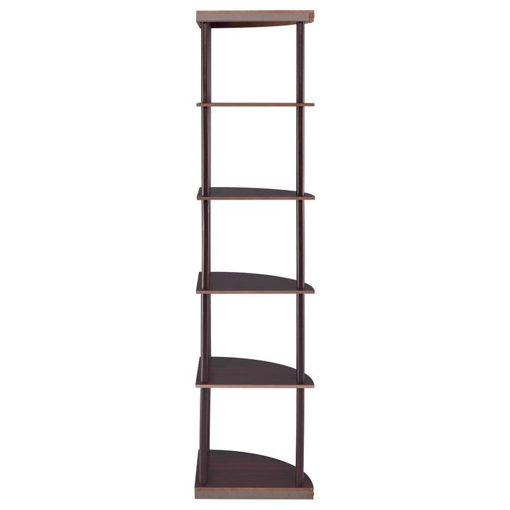 Bonwick - Wood 5 - Shelf Corner Bookshelf - Cappuccino Standard Bookcase modern furniture Contempo Furniture