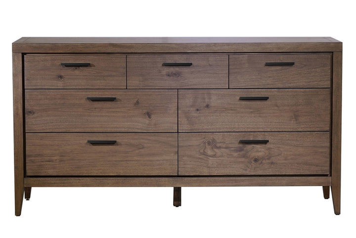 Boracay Seven Drawer Walnut Dresser in Wild Oats Brown Dresser modern furniture Contempo Furniture