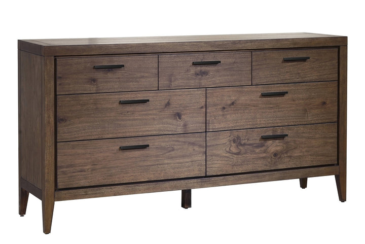 Boracay Seven Drawer Walnut Dresser in Wild Oats Brown Dresser modern furniture Contempo Furniture