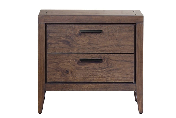 Boracay Two Drawer USB Charging Nightstand in Wild Oats Brown Nightstand modern furniture Contempo Furniture