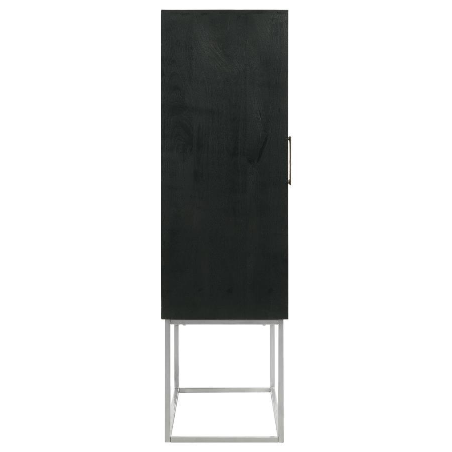 Borman - 2 Door Home Bar Cabinet Wine Storage - Walnut And Black Wine Cabinet modern furniture Contempo Furniture