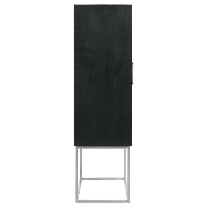 Borman - 2 Door Home Bar Cabinet Wine Storage - Walnut And Black Wine Cabinet modern furniture Contempo Furniture