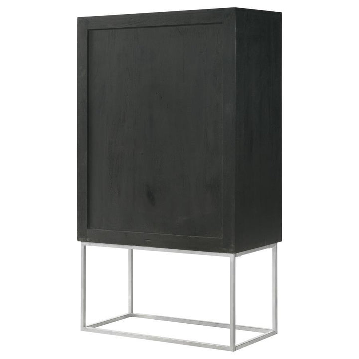 Borman - 2 Door Home Bar Cabinet Wine Storage - Walnut And Black Wine Cabinet modern furniture Contempo Furniture