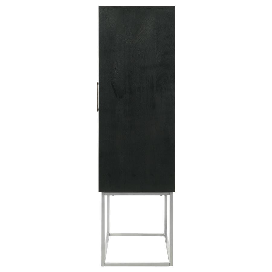 Borman - 2 Door Home Bar Cabinet Wine Storage - Walnut And Black Wine Cabinet modern furniture Contempo Furniture