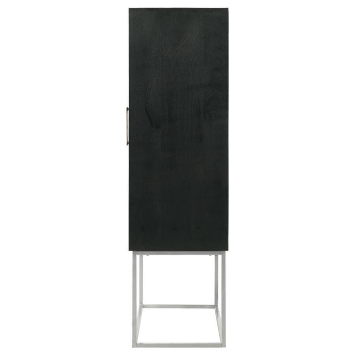 Borman - 2 Door Home Bar Cabinet Wine Storage - Walnut And Black Wine Cabinet modern furniture Contempo Furniture