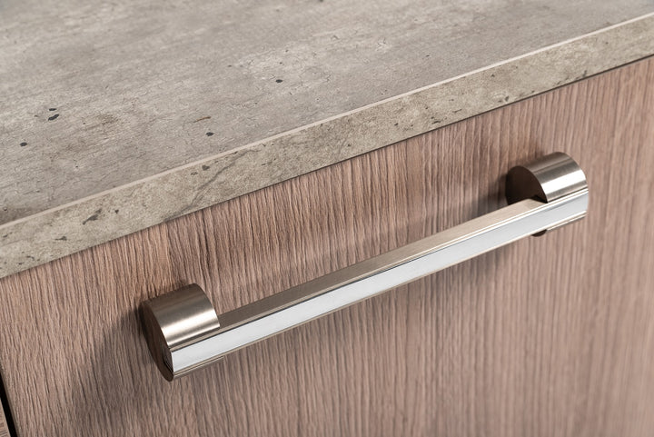 Boston Modern Brown Oak & Faux Concrete Office File Cabinet