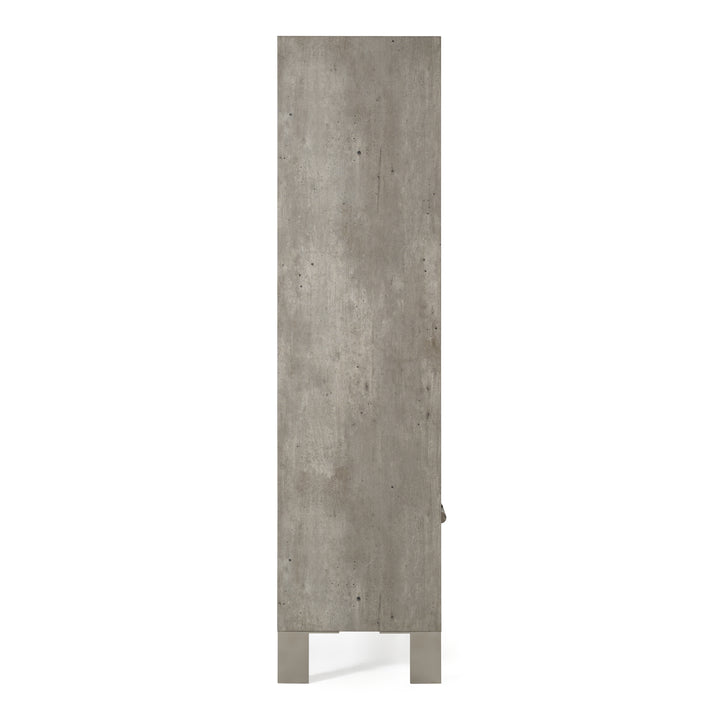 Boston Modern Brown Oak &amp; Faux Concrete Bookcase