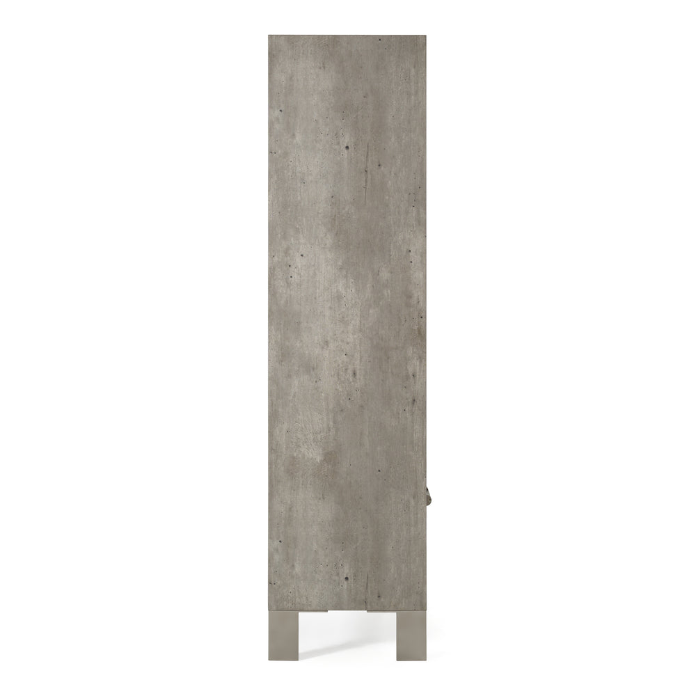 Boston Modern Brown Oak & Faux Concrete Bookcase - View 3