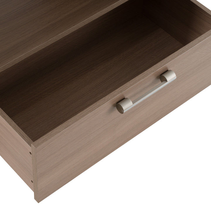 Boston Modern Brown Oak &amp; Faux Concrete Bookcase
