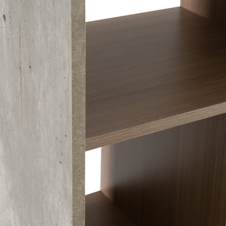 Boston Modern Brown Oak &amp; Faux Concrete Bookcase