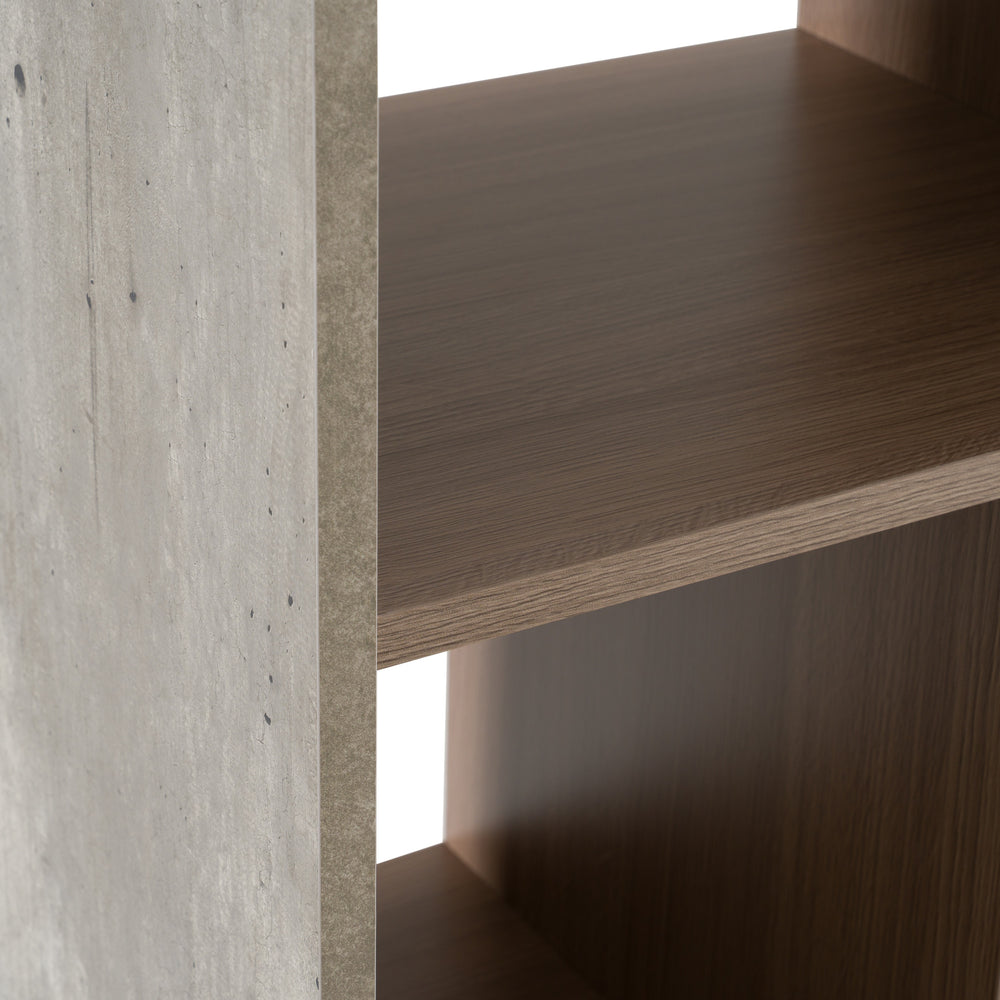 Boston Modern Brown Oak & Faux Concrete Bookcase - View 7