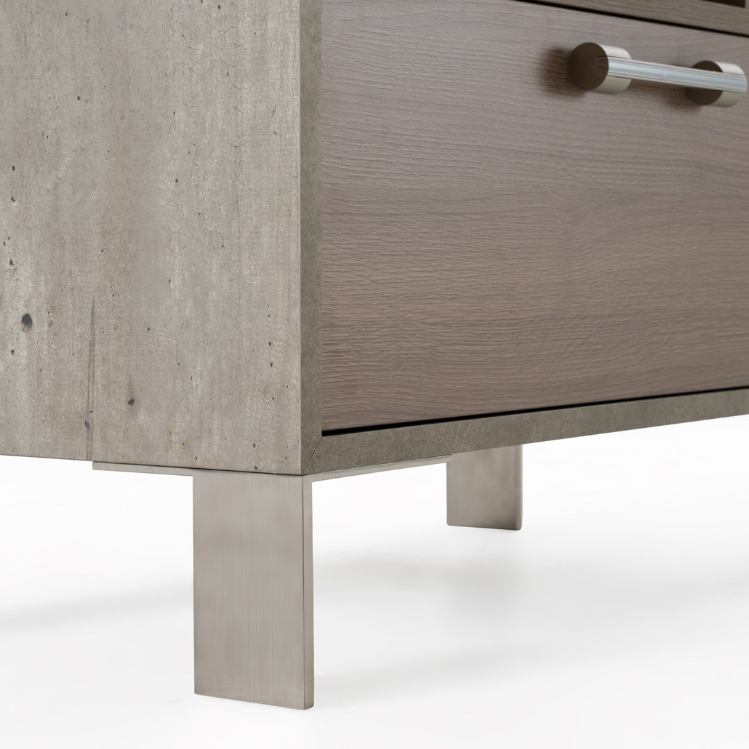 Boston Modern Brown Oak  and  Faux Concrete Bookcase