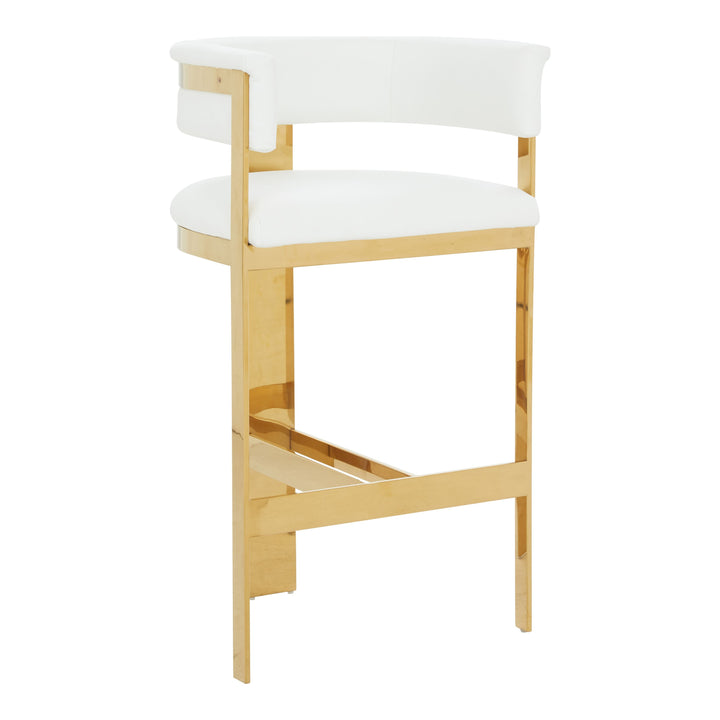 Boswell - Modern White + Gold Barstool