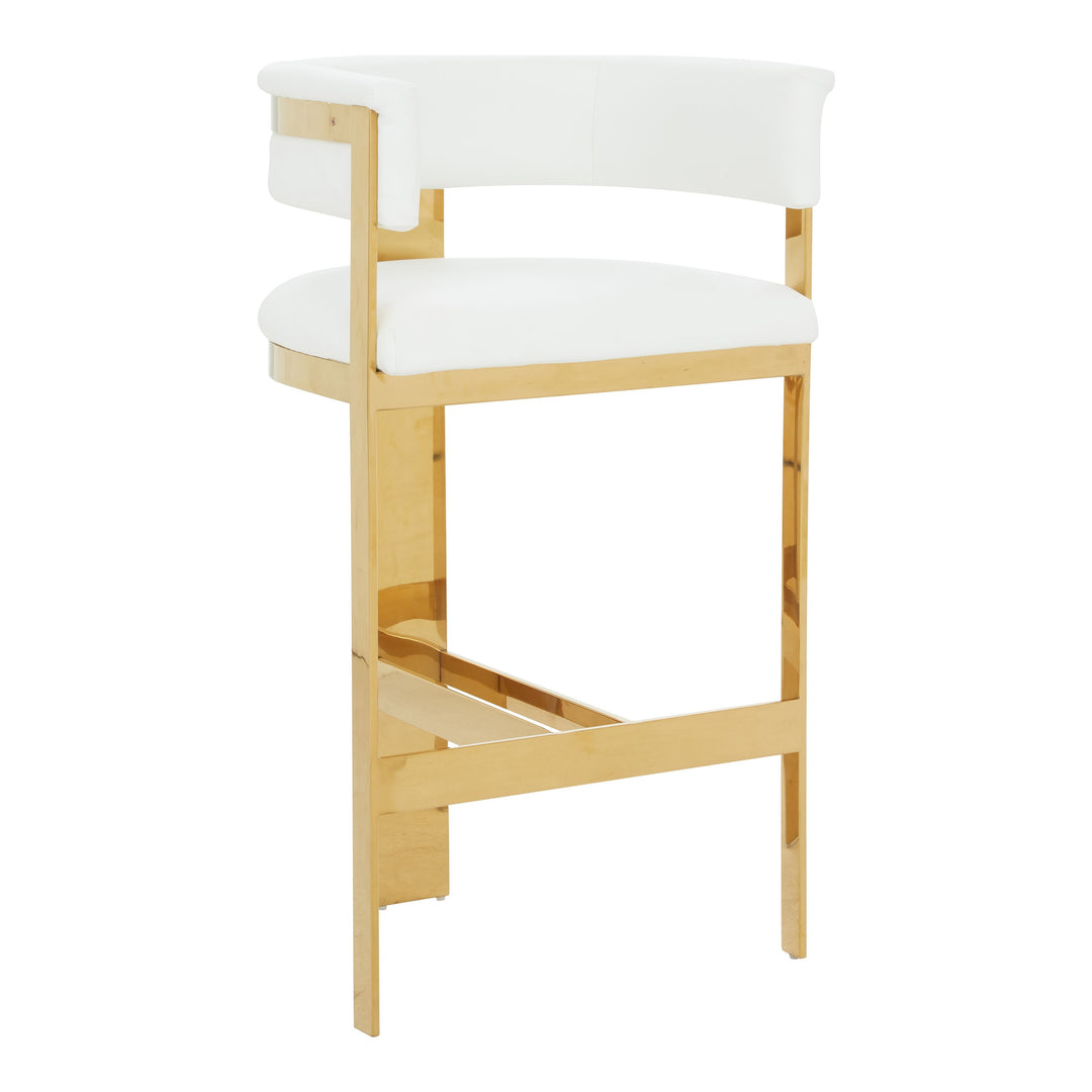Boswell - Modern White + Gold Barstool