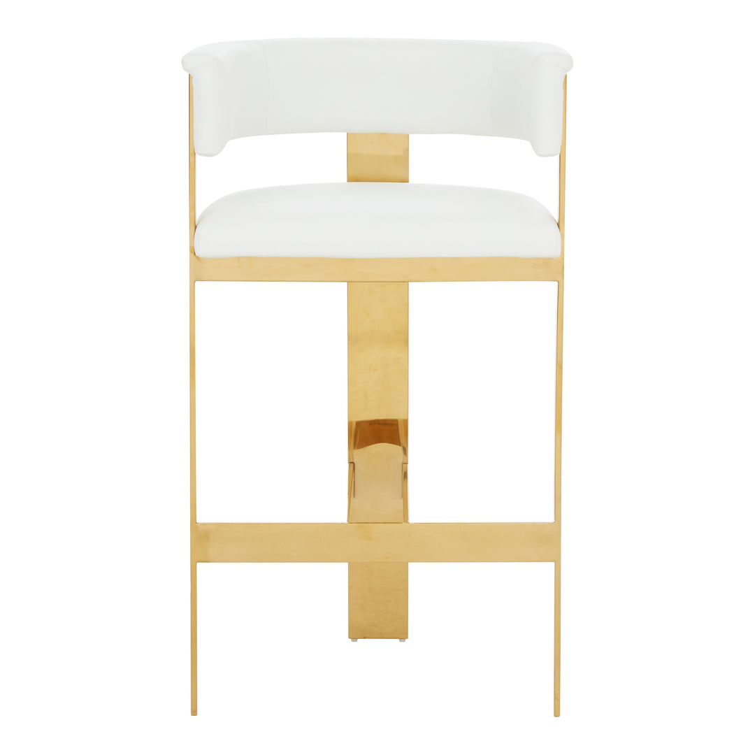 Boswell - Modern White + Gold Barstool