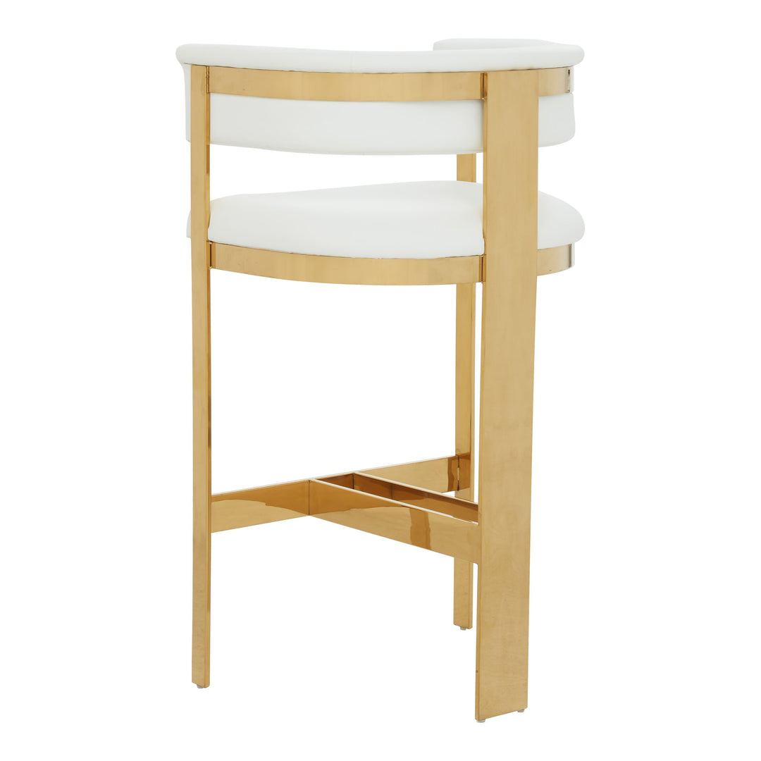 Boswell - Modern White + Gold Barstool