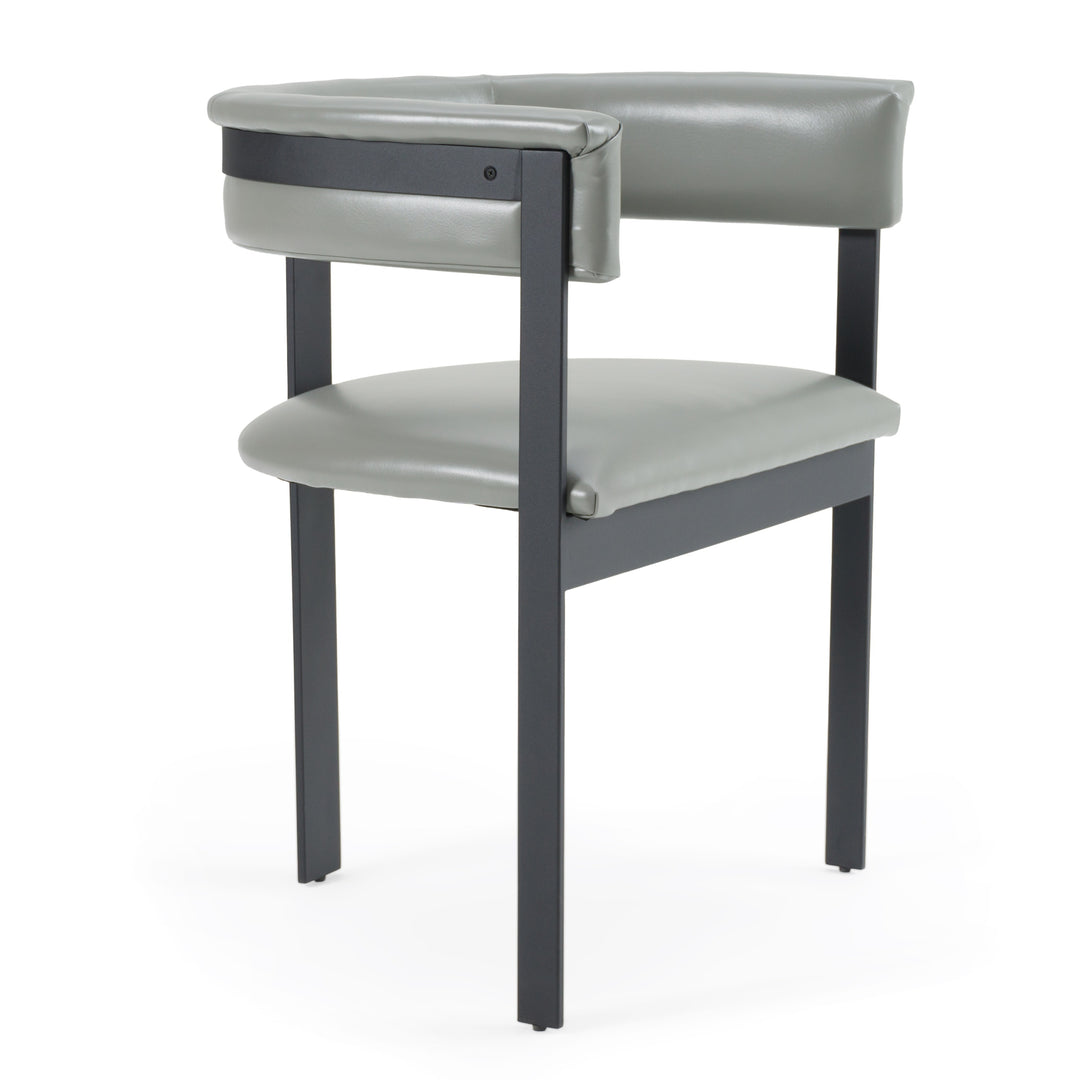 Boswell  Modern Grey Faux Leather + Black Dining Chair