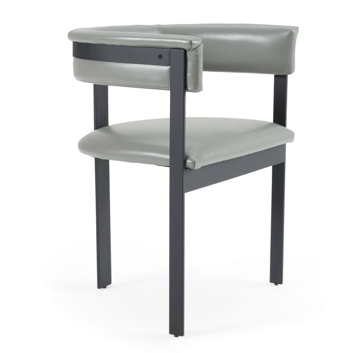 Boswell  Modern Grey Faux Leather + Black Dining Chair
