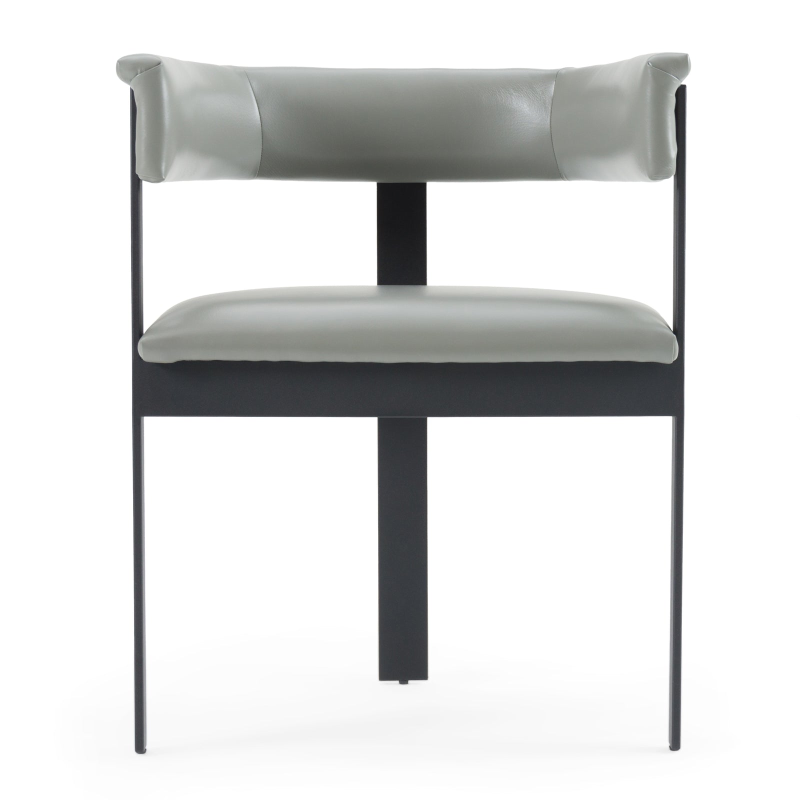 Boswell - Modern Grey Faux Leather  Black Dining Chair